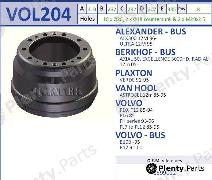  JURATEK part VOL204 Brake Drum