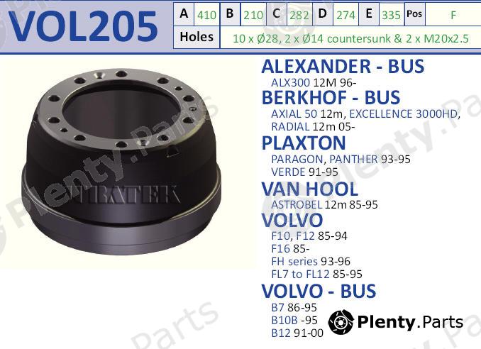  JURATEK part VOL205 Brake Drum