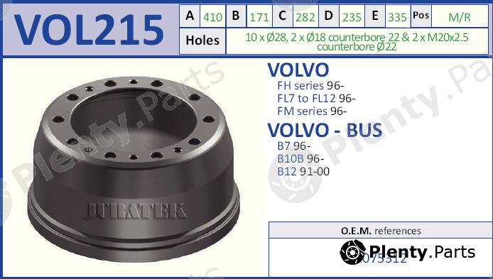  JURATEK part VOL215 Brake Drum