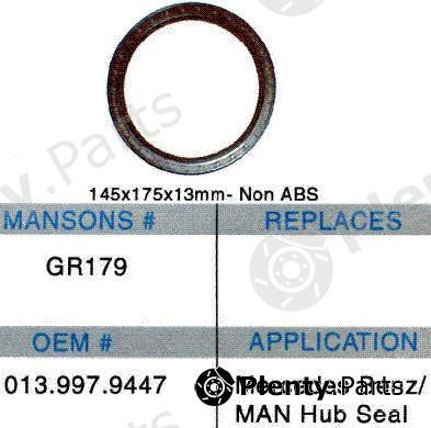  MANSON part GR179 Replacement part