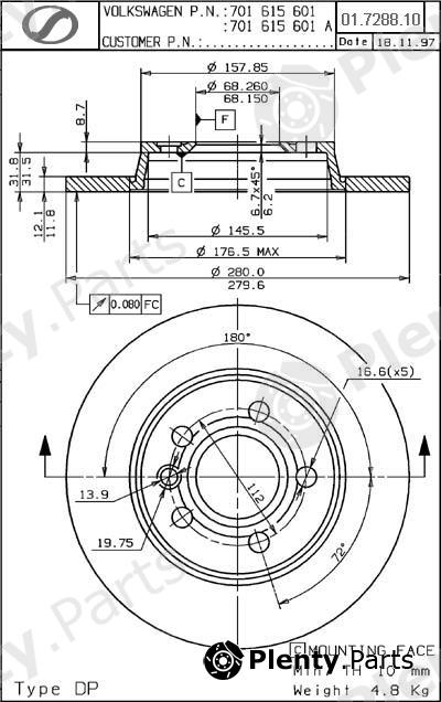  SPARTECH part VW01.7288.10 (VW01728810) Replacement part