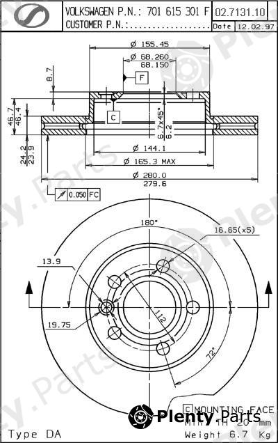  SPARTECH part VW02.7131.10 (VW02713110) Replacement part