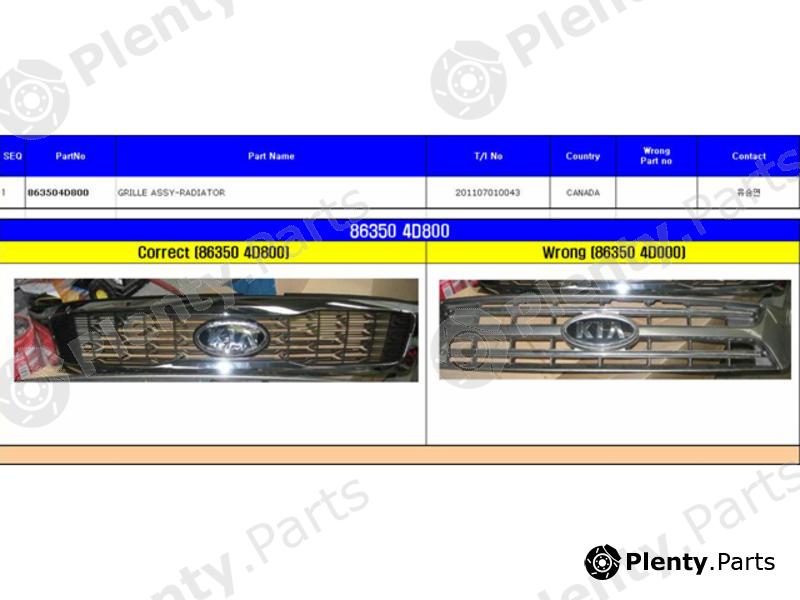 Genuine HYUNDAI / KIA (MOBIS) part 863504D800 Radiator Grille