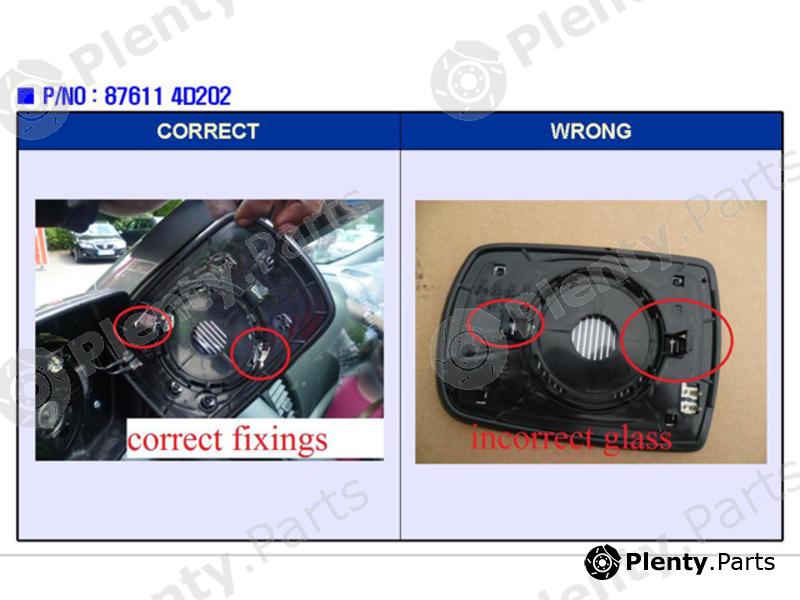 Genuine HYUNDAI / KIA (MOBIS) part 876114D202 Mirror Glass, outside mirror