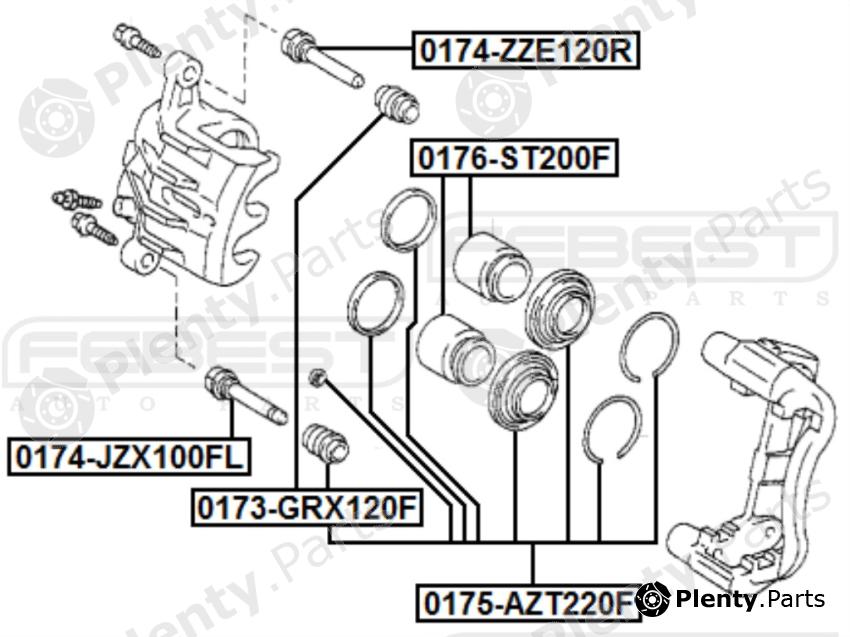  FEBEST part 0175-AZT220F (0175AZT220F) Repair Kit, brake caliper