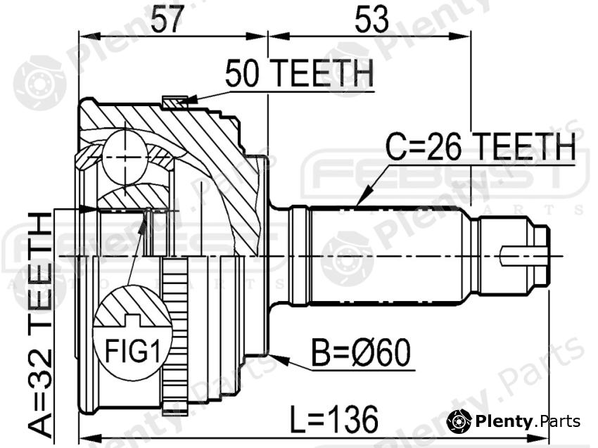  FEBEST part 0310056A50 Joint, drive shaft