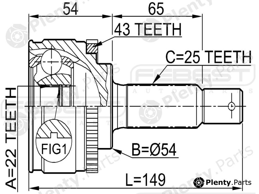  FEBEST part 0410012A43 Joint, drive shaft