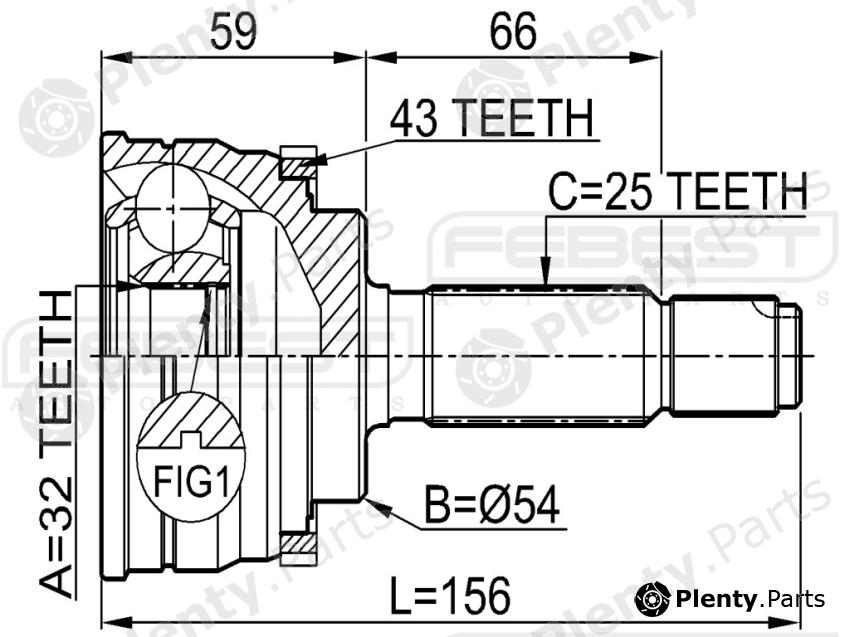  FEBEST part 0410034A43 Joint, drive shaft