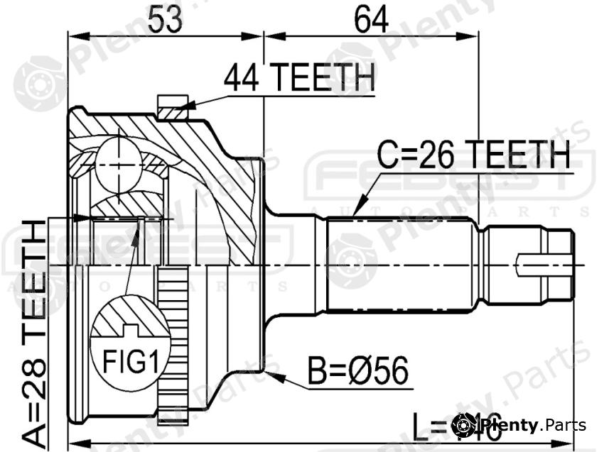  FEBEST part 0510034A44 Joint, drive shaft