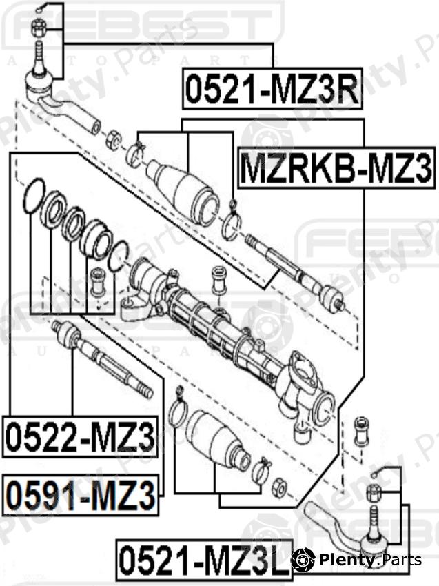  FEBEST part 0522-MZ3 (0522MZ3) Tie Rod Axle Joint