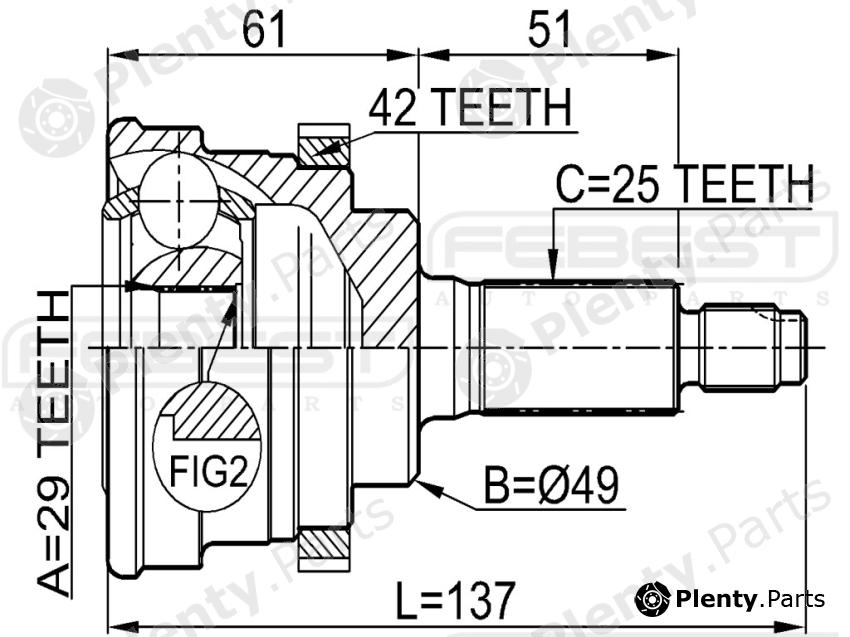  FEBEST part 0710-029A42 (0710029A42) Joint, drive shaft