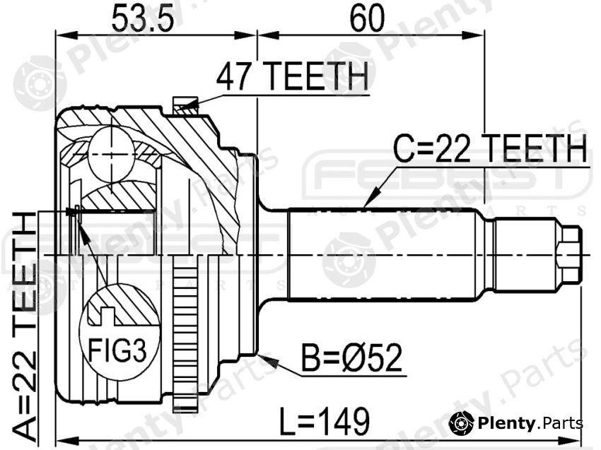  FEBEST part 1110007A47 Joint, drive shaft