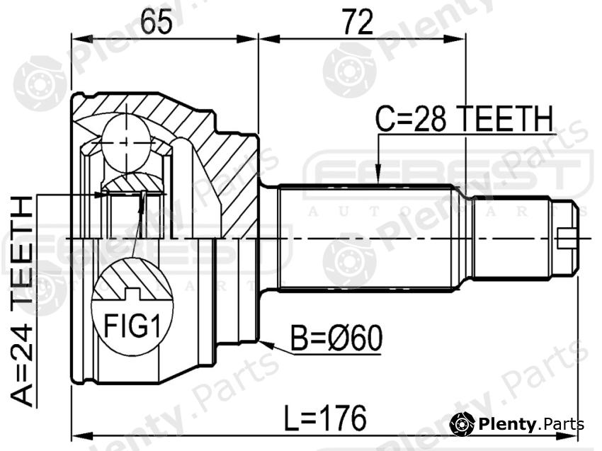  FEBEST part 1410-REXIIAWD (1410REXIIAWD) Joint, drive shaft