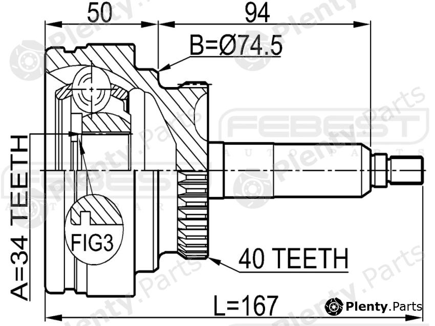  FEBEST part 1410-REXIIPTA40 (1410REXIIPTA40) Joint, drive shaft