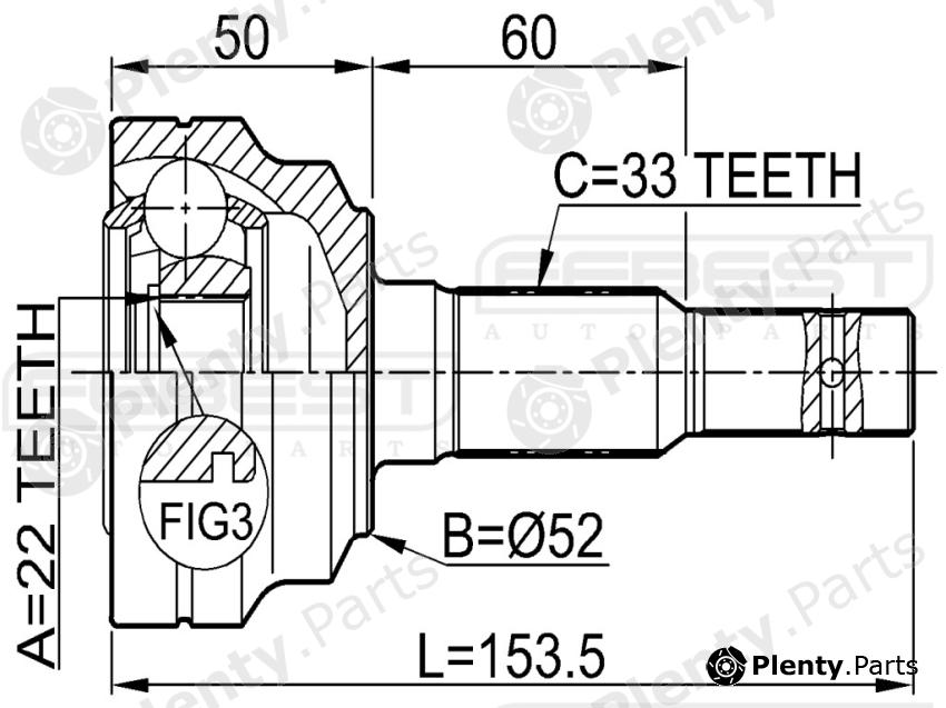  FEBEST part 1810002 Joint, drive shaft