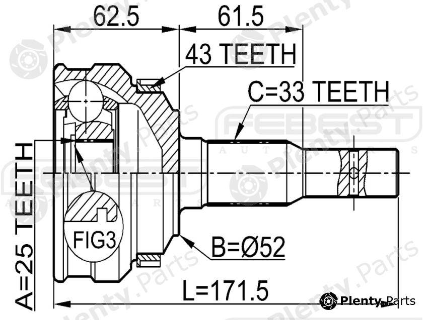  FEBEST part 1810015A43 Joint, drive shaft
