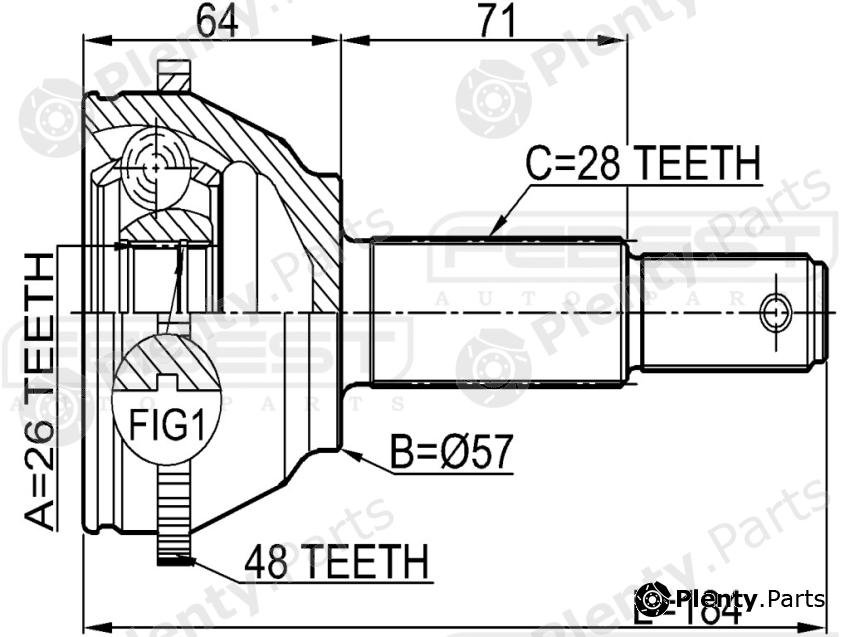  FEBEST part 2110-FYA48 (2110FYA48) Joint, drive shaft