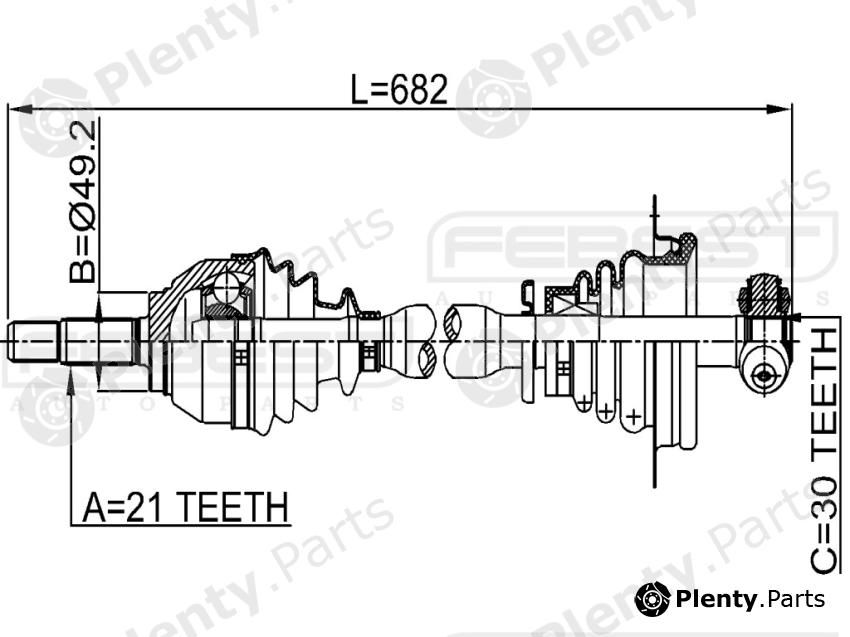 FEBEST part 2414-LOGLH (2414LOGLH) Drive Shaft