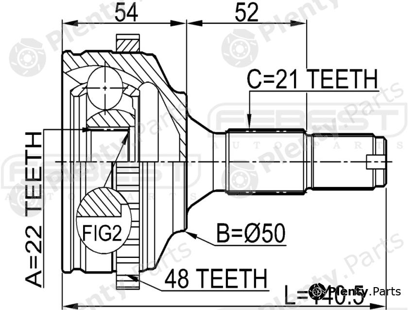  FEBEST part 2510-206A48 (2510206A48) Joint, drive shaft