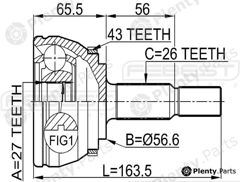  FEBEST part 2710S40A43 Joint, drive shaft