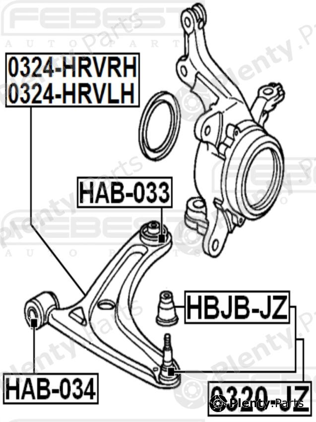  FEBEST part HAB-034 (HAB034) Control Arm-/Trailing Arm Bush