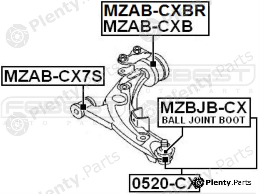  FEBEST part MZAB-CX7S (MZABCX7S) Control Arm-/Trailing Arm Bush