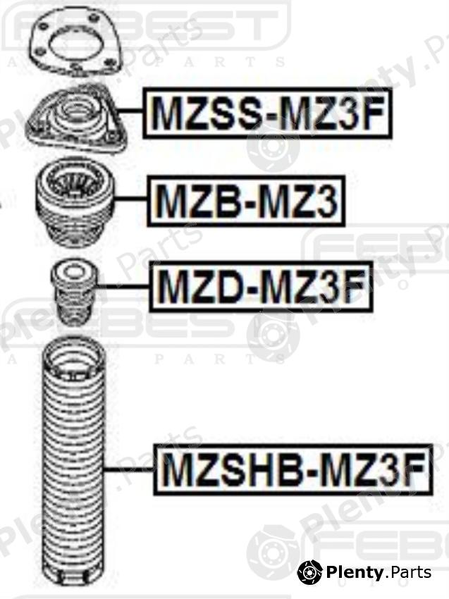  FEBEST part MZB-MZ3 (MZBMZ3) Anti-Friction Bearing, suspension strut support mounting