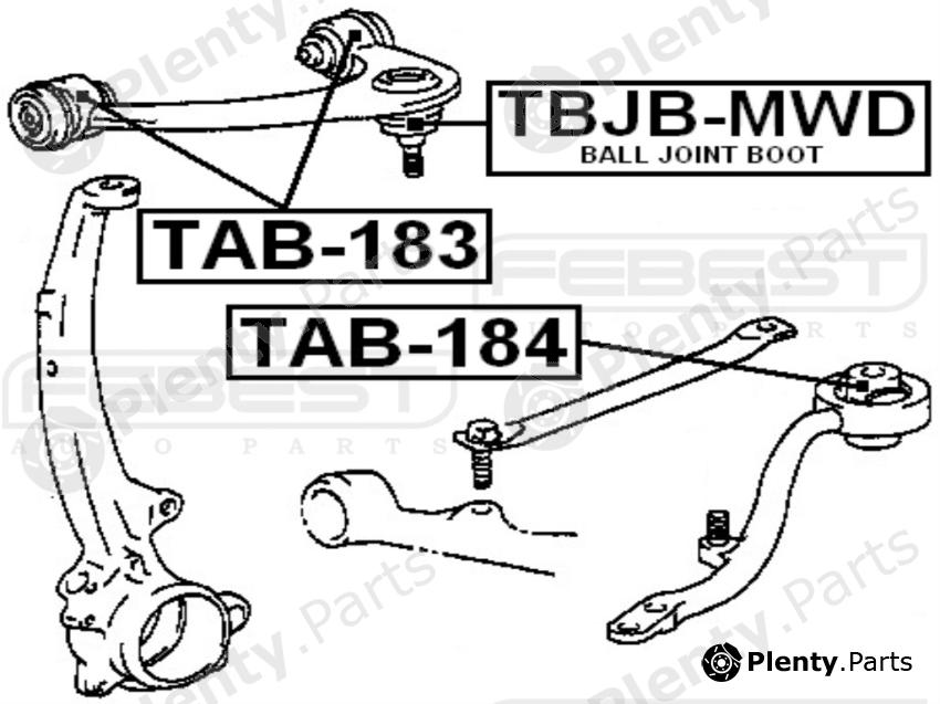  FEBEST part TAB184 Control Arm-/Trailing Arm Bush