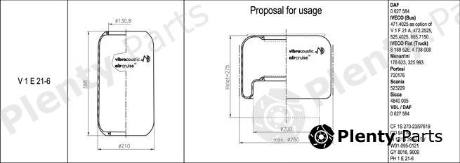  VIBRACOUSTIC part V1E21-6 (V1E216) Replacement part