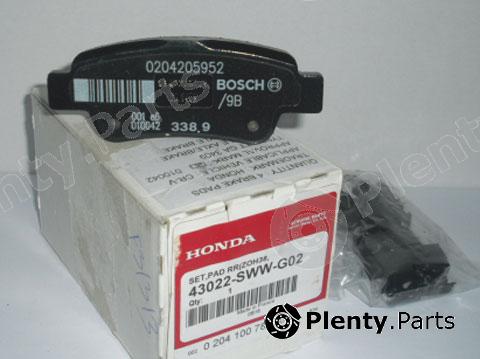 Genuine HONDA part 43022SWWG03 Brake Pad Set, disc brake