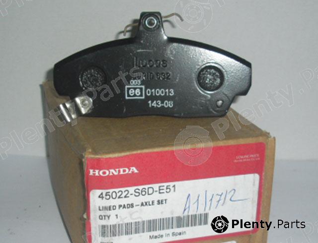 Genuine HONDA part 45022S6DE51 Brake Pad Set, disc brake