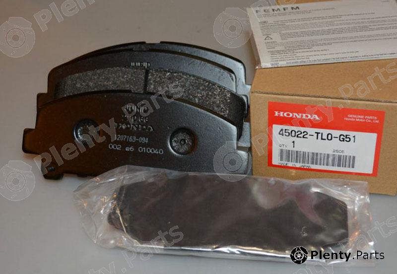 Genuine HONDA part 45022TL0G51 Brake Pad Set, disc brake