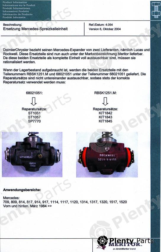 Genuine MERITOR (ROR) part 68021051 Replacement part