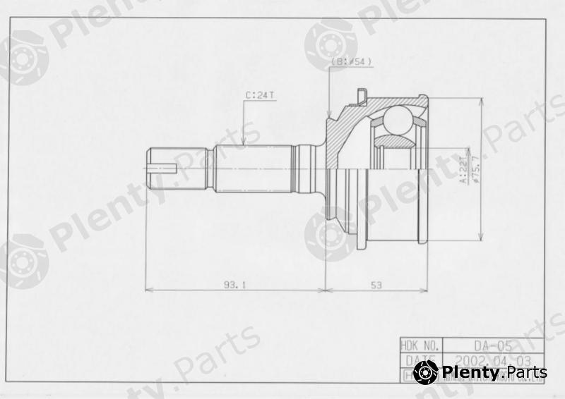  HDK part DA-005 (DA005) Joint Kit, drive shaft