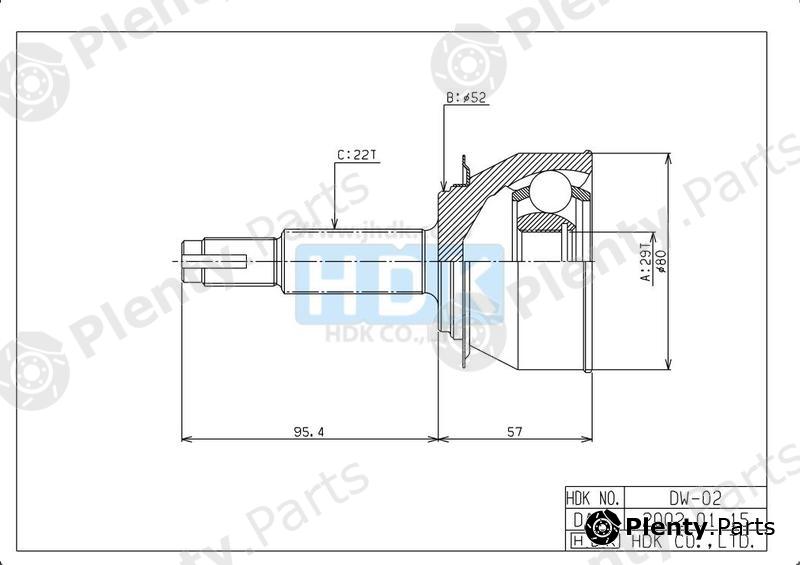  HDK part DW-002 (DW002) Joint Kit, drive shaft