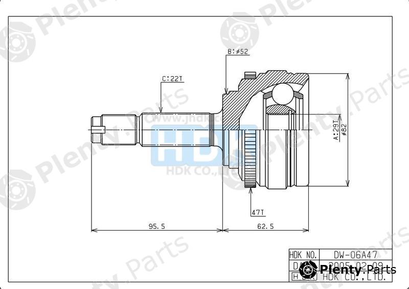  HDK part DW-06A47 (DW06A47) Joint Kit, drive shaft