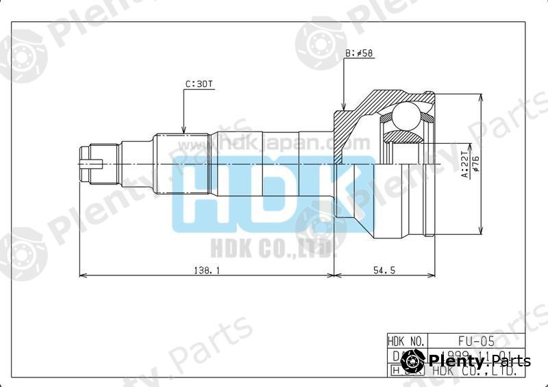  HDK part FU05 Joint Kit, drive shaft