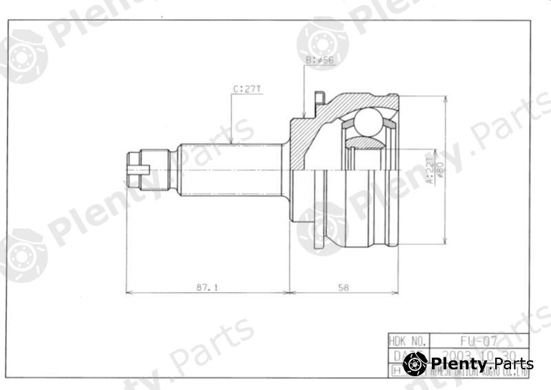  HDK part FU-08 (FU08) Joint Kit, drive shaft