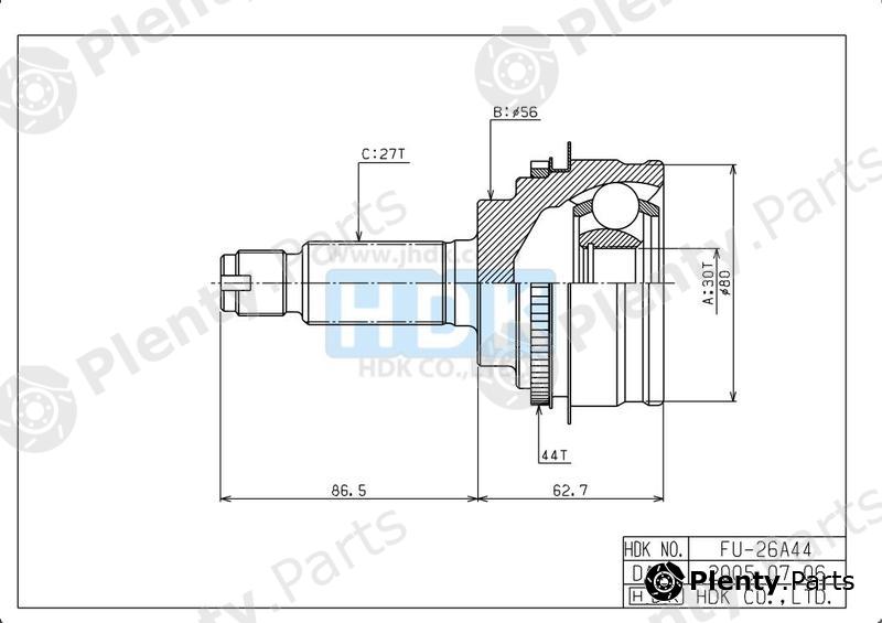  HDK part FU-026A44 (FU026A44) Joint Kit, drive shaft