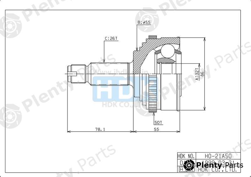  HDK part HO021A50 Joint Kit, drive shaft