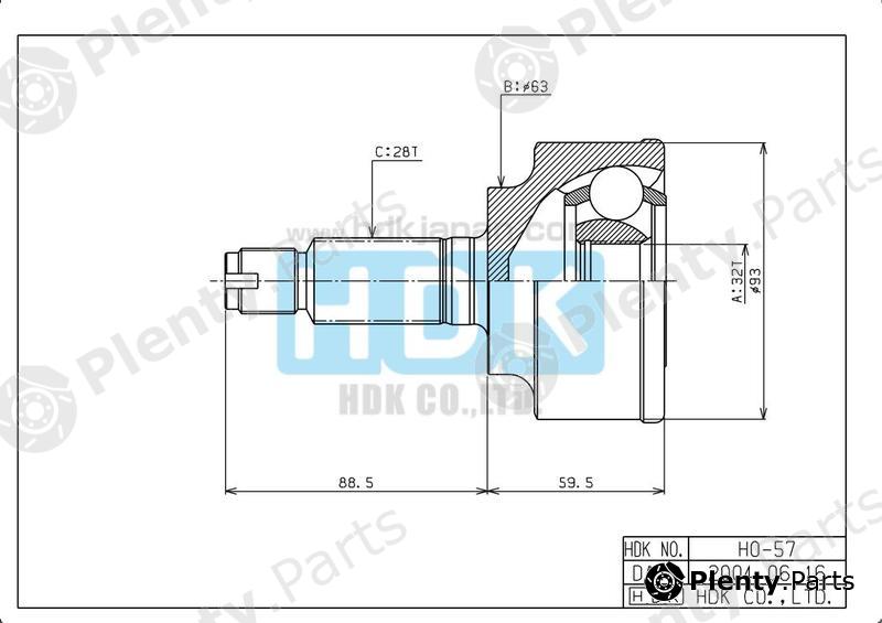  HDK part HO-57 (HO57) Joint Kit, drive shaft