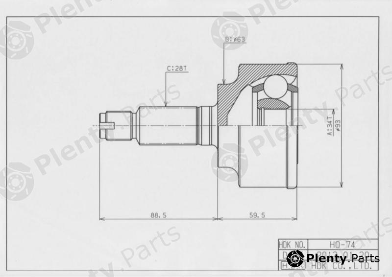  HDK part HO074 Joint Kit, drive shaft