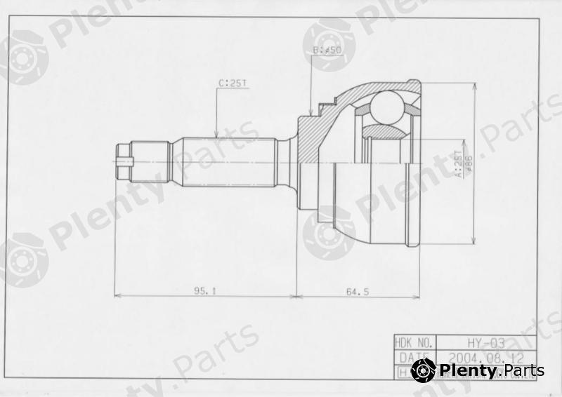  HDK part HY03 Joint Kit, drive shaft