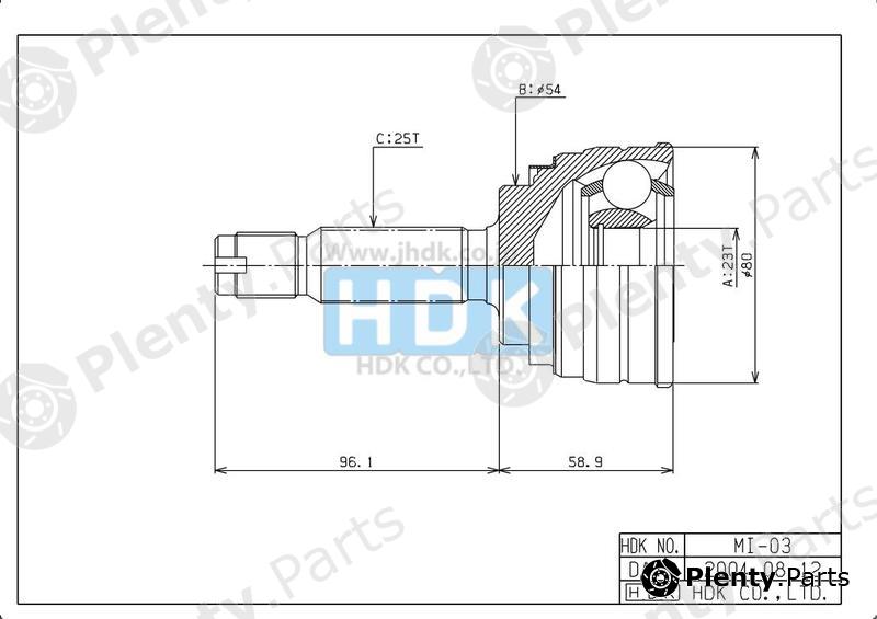  HDK part MI-003 (MI003) Joint Kit, drive shaft