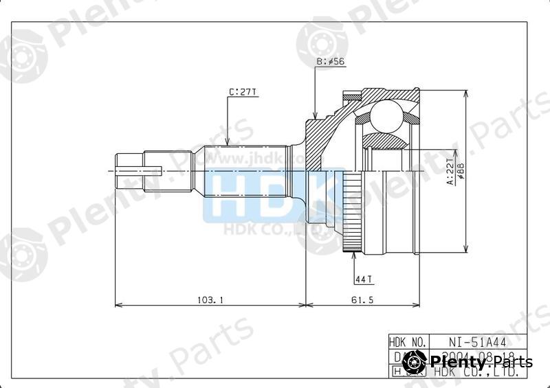  HDK part NI-051A44 (NI051A44) Joint Kit, drive shaft