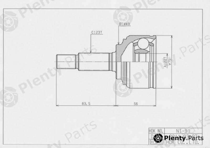  HDK part NI-091 (NI091) Joint Kit, drive shaft