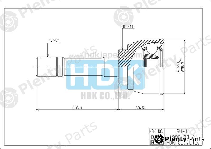  HDK part SU11 Joint Kit, drive shaft
