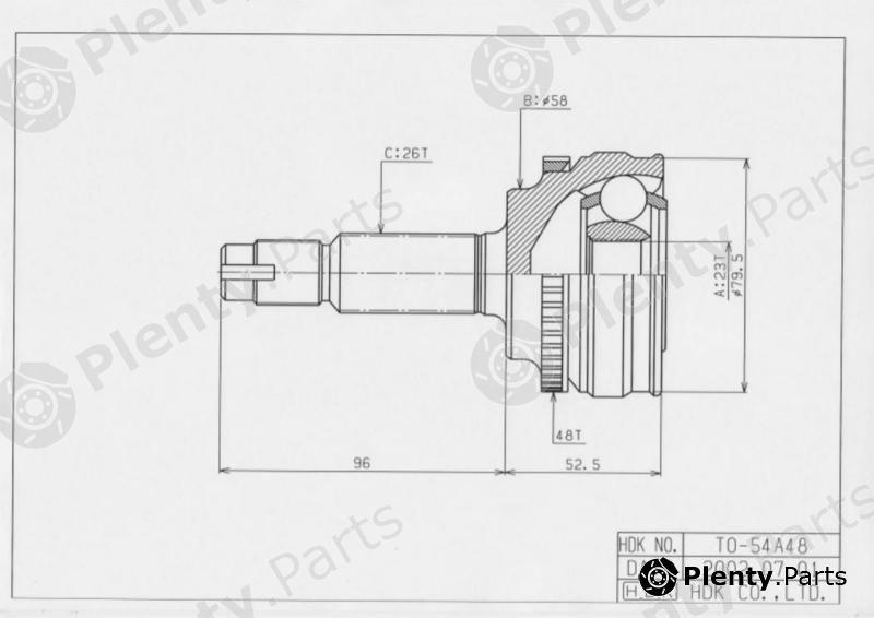  HDK part TO054A48 Joint Kit, drive shaft