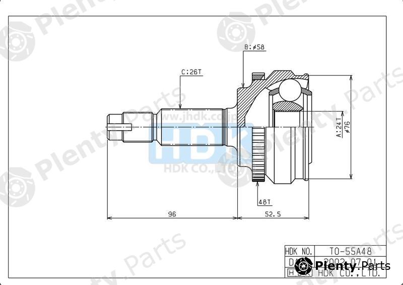  HDK part TO55A48 Joint Kit, drive shaft