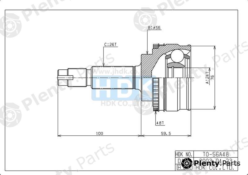  HDK part TO56A48 Joint Kit, drive shaft